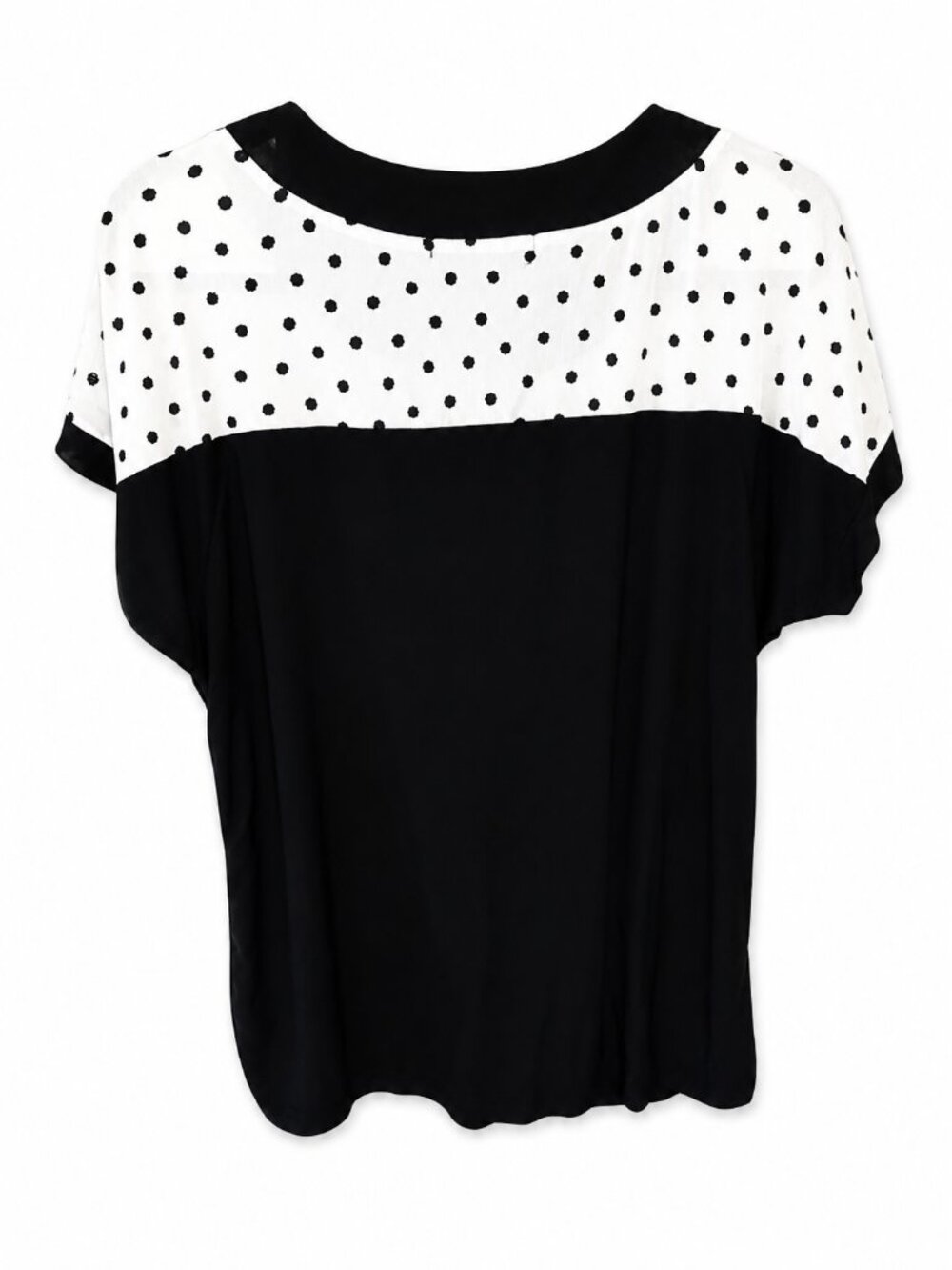 Liz McCoy Black & White Polka Dot Tie Neck Blouse | Women's Size Large - Picture 3 of 4
